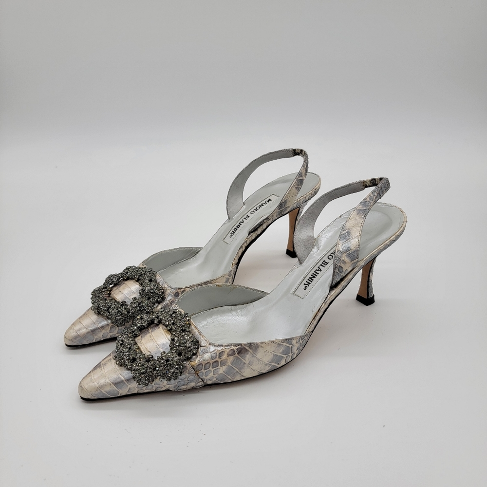 Manolo Blahnik Crystal block slingback heels - Picture 3 of 5